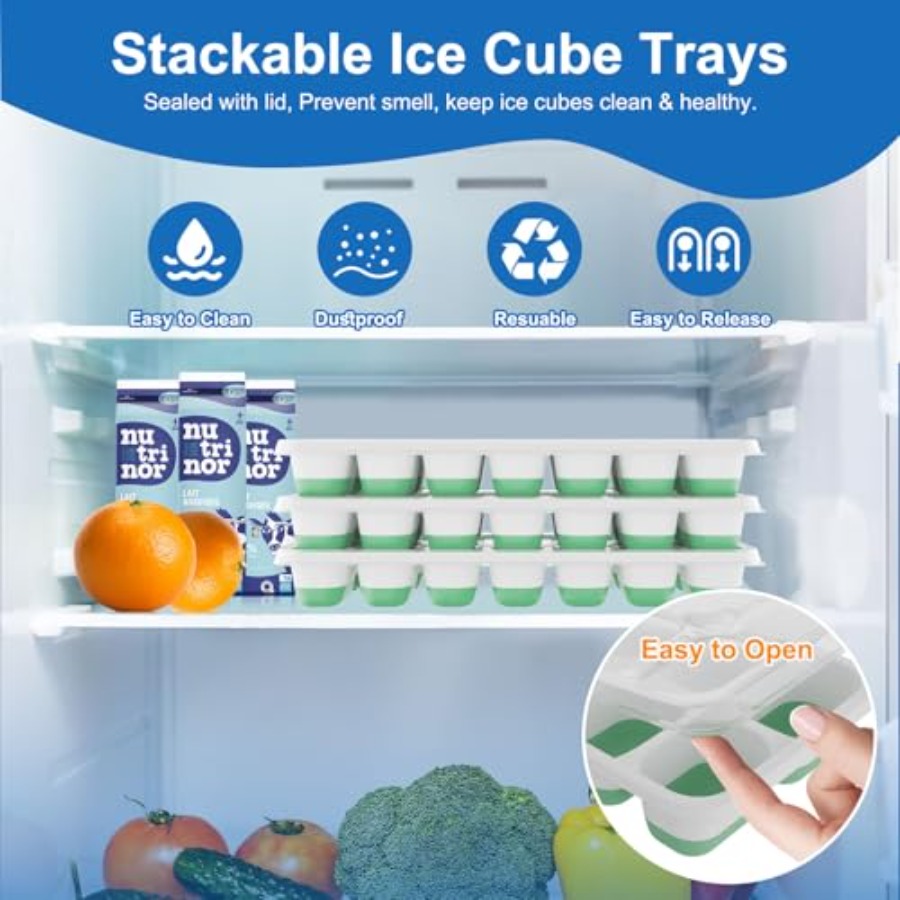 Ice Cube Tray with Lid, 3 Pack - Silicone Mold Tray ulasan dan harga