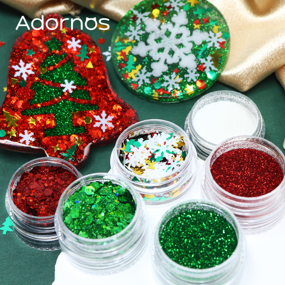 6 pcs/set Christmas Glitter Fo - Resin Glitter Pack ulasan dan harga