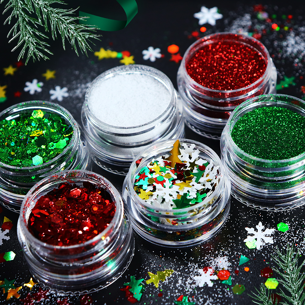 6 pcs/set Christmas Glitter Fo - Resin Glitter Pack ulasan dan harga
