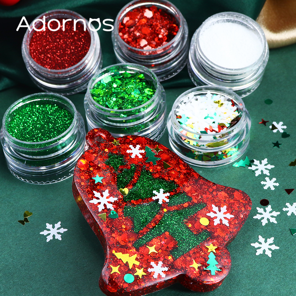 6 pcs/set Christmas Glitter Fo - Resin Glitter Pack ulasan dan harga