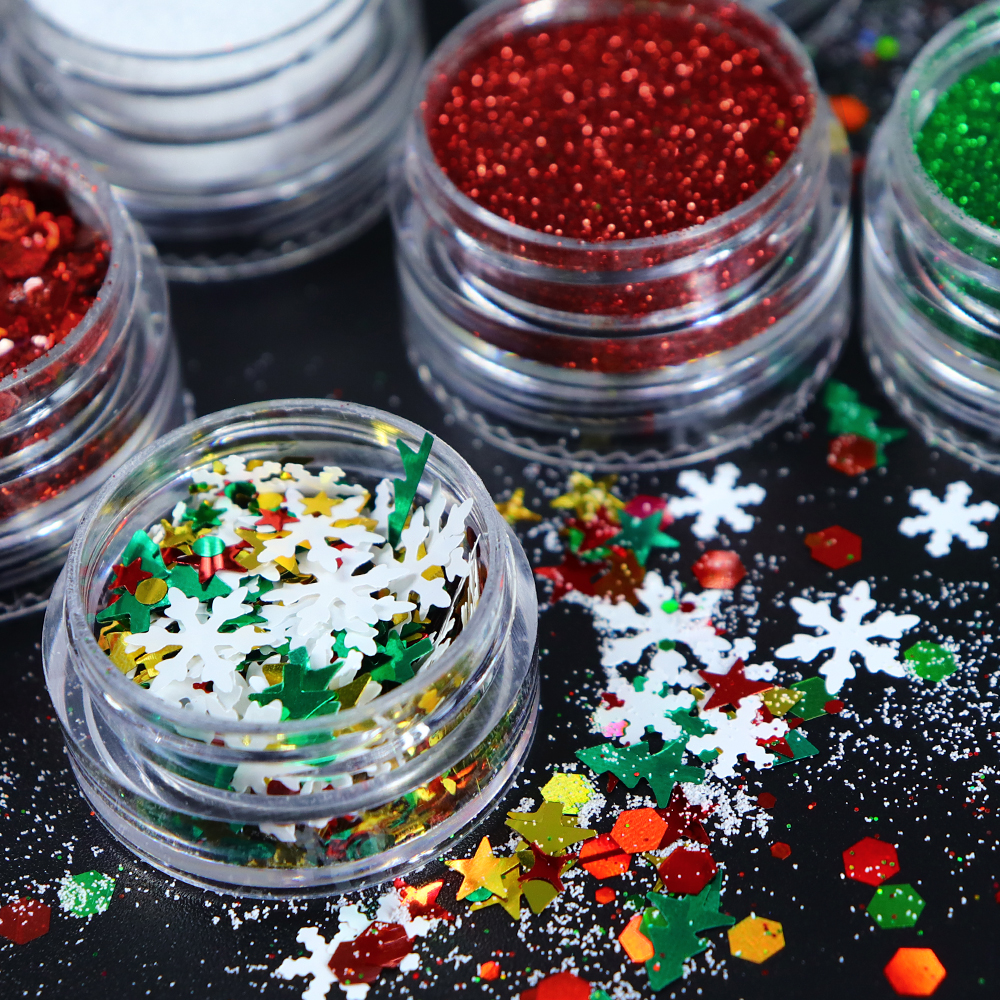 6 pcs/set Christmas Glitter Fo - Resin Glitter Pack ulasan dan harga